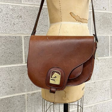 Vintage Saddle Bag Retro 1990s El Estribo + Handmade + Genuine Leather + Brown + Crossbody + Satchel Bag + Western + Womens Accessory 