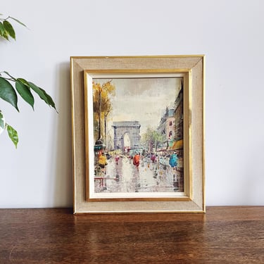 Vintage Original French Arc De Triomphe Painting 