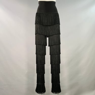 NORMA KAMALI Size M Black Polyester Blend High Waisted Fringe Dress Pants