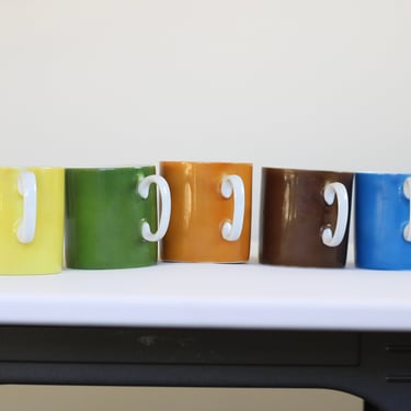 Mid Century Candy Color Porcelain Demitasse Mugs for Espresso Coffee Tea - Lipper & Mann Harlequin Cups 