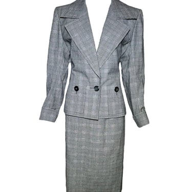 Yves Saint Laurent 80s Haute Couture Houndstooth Suit/Skirt Ensemble