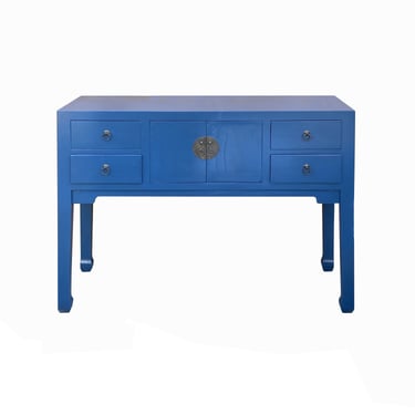 Oriental Bright Blue Long Moon Face 4 Drawers Slim Foyer Table cs7761E 