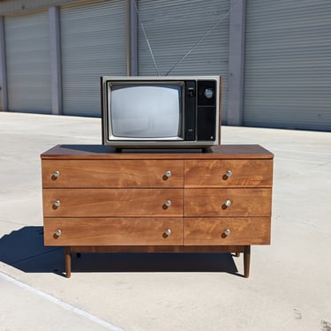 Vintage Mid Century Six Drawer dresser | Lowboy | Walnut + Laminate Top | MCM | 60s | Retro | Shipping Not* Included 
