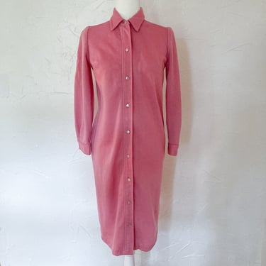 60s Bubblegum Pink Shirt Dress | Medium 