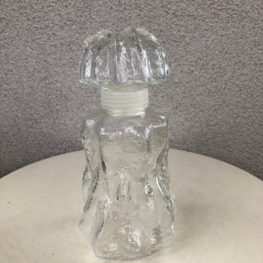 Vintage modern glacier ice clear glass decanter pitcher by DBGM with plastic seal size 9”x 3-4” 