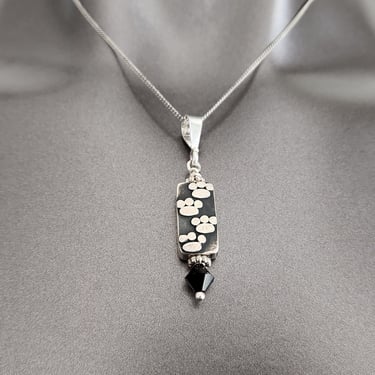 Sterling Paw Prints Pendant Necklace on 16" Sterling chain 