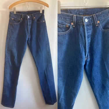 Classic Vintage 90s LEVIS 501s / High Waist + Button Fly + All Cotton / 28