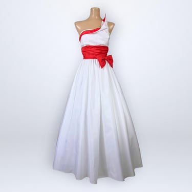 Vintage 80s Mike Benet Red-White Origami Ball Gown 27" | | Black Lotus  Vintage - Lake Geneva, WI | ATTIC