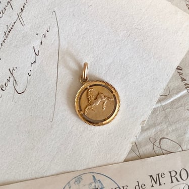 vintage French stamped gold plate Aries astrological pendant