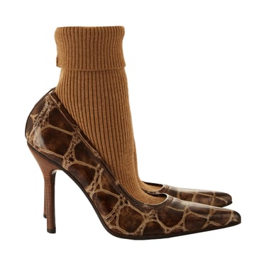 Dolce &amp; Gabbana Croc Embossed Sock Heels