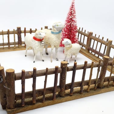 Antique German Twig Fence for Feather Christmas Tree,  Putz or Nativity Creche, Vintage GERMANY 