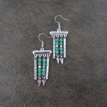 Jadeite and silver chandelier earrings 