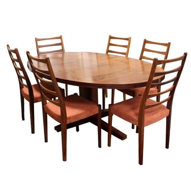 Vintage Danish Rosewood Dining Set Svegards Markaryd Oval Table 2 Leaves 6 Chair 