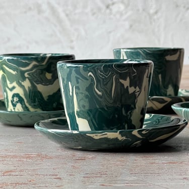 Marbled Green Espresso Cups