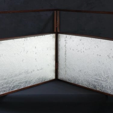 Minimalist Japan silver leaf Byobu wind screen Zen folding panel 1970 
