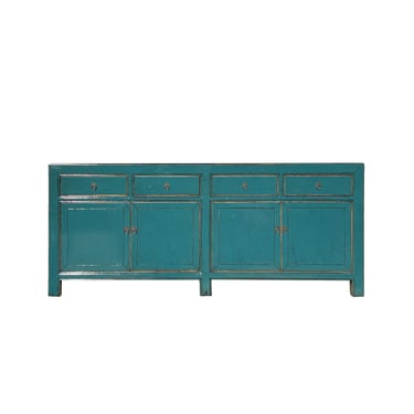 Oriental Distressed Teal Blue Credenza Sideboard Buffet Table Cabinet ws4408E 