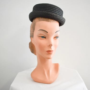 1950s/60s Christian Dior Black Straw Hat 