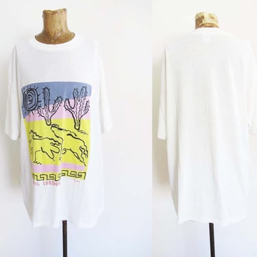 Vintage 90s Palm Springs Matisse Style Cactus Horse Shirt - 1990s Souvenir Shirt California - Thin Worn In Southwest T Shirt 