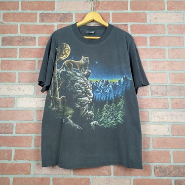 Vintage 90s Subliminal Cats in Nature ORIGINAL Nature Tee - Extra Large 