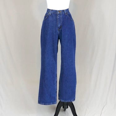 90s Lee Riders Jeans - 31 or snug 32" waist - Back Waist Buckle - Blue Cotton Denim Pants - High Rise, Relaxed - Vintage 1990s - 29" inseam 