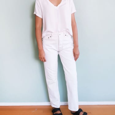 Vintage White Levis 501 Denim Jeans 29 - 80s 90s Straight Leg, Milk Teeths