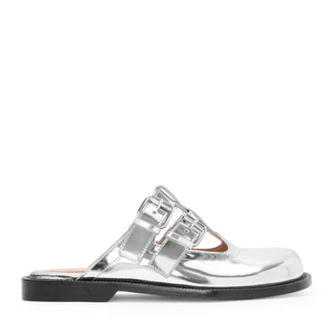 Loewe Women Campo Metallic Leather Mary Jane Mule