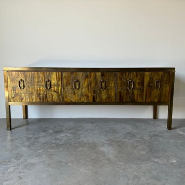 1970's Bernhard Rohne For Mastercraft Acid Etched Brass Credenza 