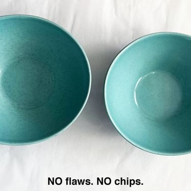 1950's Vernon ware Aqua Blue HEAVENLY DAYS Speckled 6" Salad Bowls MCM Vintage Mid Century Dishes Vernonware Atomic style 