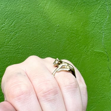 Curled Up Cat Ring Curved Around the Finger Kitten Ring Cat Lover Cat Lady Ring 