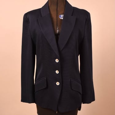 Black Blazer with Goldtone Buttons By Louis Feraud, S/M