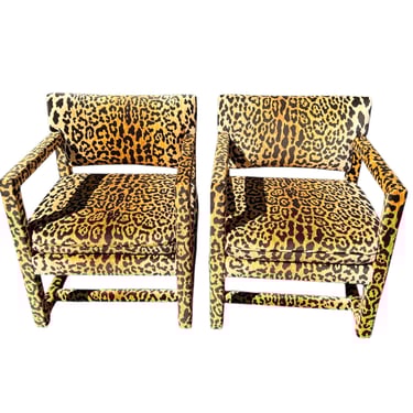 Vintage pair of Milo Baughman style  parsons chairs with arms.  All new foam and upholstery! 
