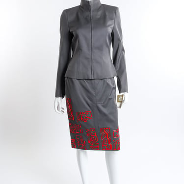 1999 F/W Circuit Board Zip Up Jacket & Skirt Set