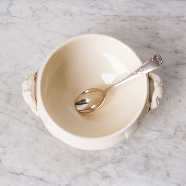 Vintage Ironstone Tureen with Silver Serving Spoon