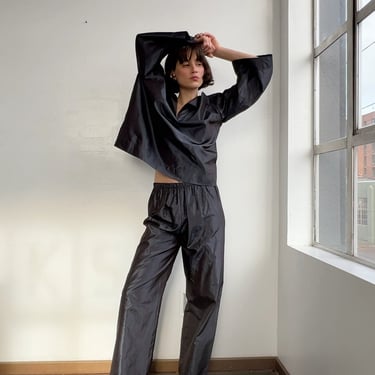 Gunmetal Silk Easy Pants (S)