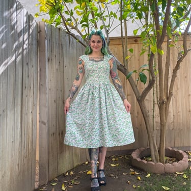 Vintage 1990’s Green and Purple Floral Dress 
