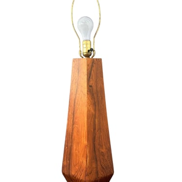 Large Hexagonal Rosewood Danish Table Lamp Mid Century