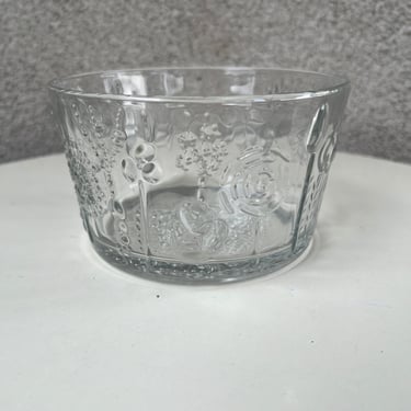 Vintage Iittala Clear Glass Bowl Small Floral Oiva Toikka Design 3 1/4” x 5.5” 