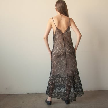 3016d / oscar de la renta black nude illusion mixed lace dress / s / m 