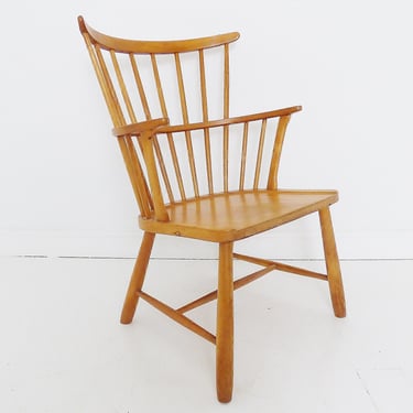 Vintage Danish Beech ' Windsor ' Lounge Chair By Ove Boldt For Fritz Hansen Denmark - 1947 