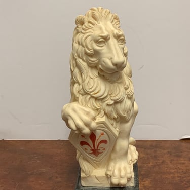 Vintage Italian Resin Lion with Marble Base 