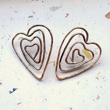 Heart Maze Studs in 14k Goldfill Handmade Funky Valentines Day Heart Earrings Gift 