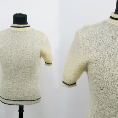 1960s Mohair Banlon Knit Top, 60s Shirt, Mens Banlon Shirt, Mens Size: Small, 38