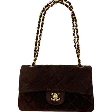 Chanel Brown Suede Medium Flap Bag