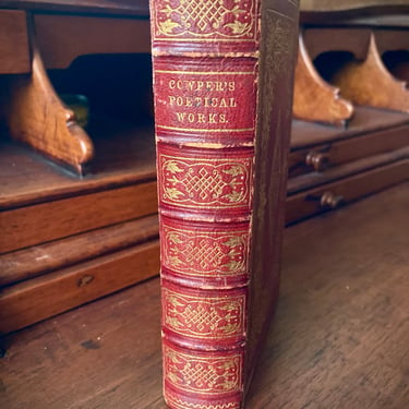 Antique Book Poetical Works Of William Cowper 
