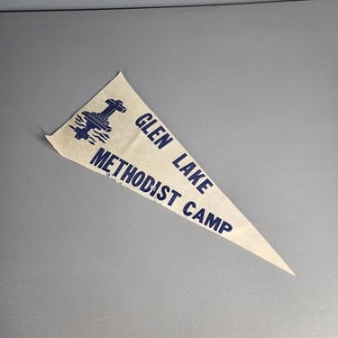 Vintage Glen Lake Methodist Camp Souvenir Felt Pennant Flag 