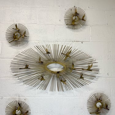 Mid-Century Modern Sunburst Brass Wall Sculpture by Casa Devall