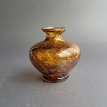 Amber glass perfumer Leopard print perfume bottle Yellow apothecary bottle Small bud vase Collectible vanity collection 