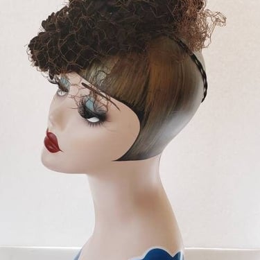40s Bes-Ben Hat in Brown Wool Floral Crown 