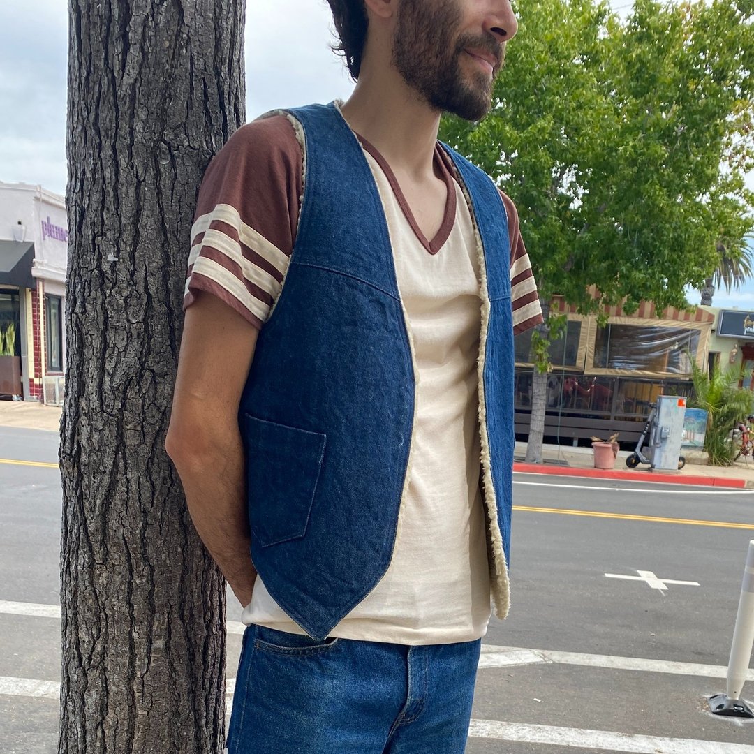 70’s Blue Denim Sherpa Lined Vest by Do Nothing by Sedge Field