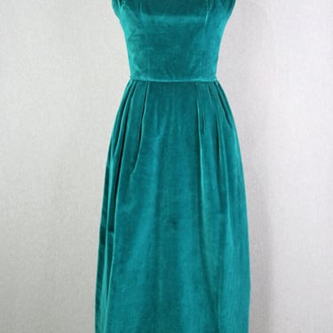 1960s - Square Neckline - Velvet Gown/Dress - lined - Mid Century Mod - Estimated S 4/6 